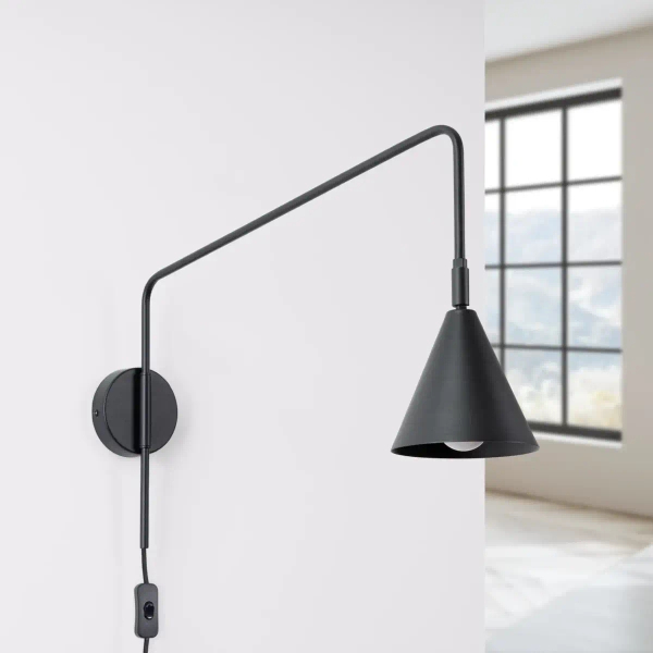 Lampa ścienna na wysięgniku NOX SL.1697 z wtyczką regulowana czarna