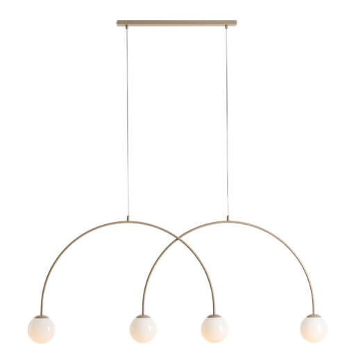 Szklana lampa wisząca Una 1116L17_L kulista łuk wielopunktowa metal beżowa