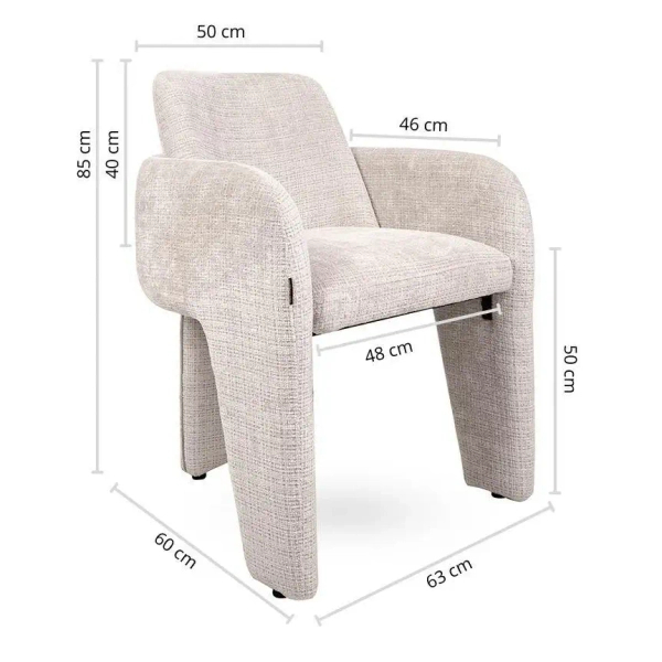 Beżowe krzesło LAUREN MM001501100355 tapicerowane tkanina 45cm