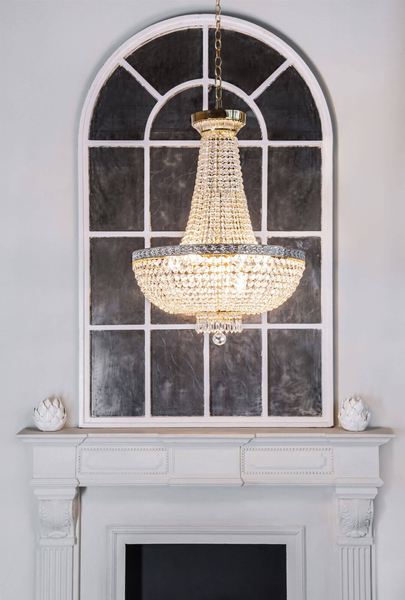 Pałacowa LAMPA wisząca BELLA DIA750-TT50-WG Maytoni kryształowa OPRAWA ampla ZWIS kopuła glamour złota