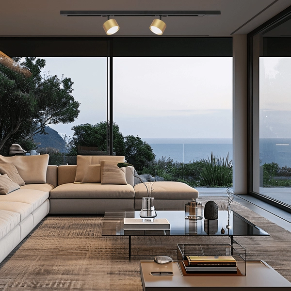 Okrągła lampa sufitowa Cyklop ML1199 do szyny jednofazowej złoty