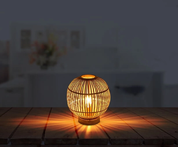 Stojąca lampa Hildegard 15368T ekologiczna lampka bambus