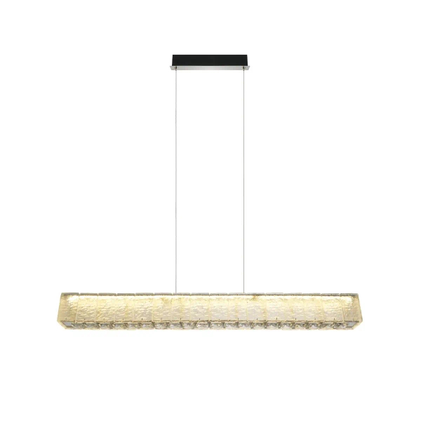 Lampa wisząca glamour do jadalni SAVOY P0697 nikiel szklana belka LED 28W