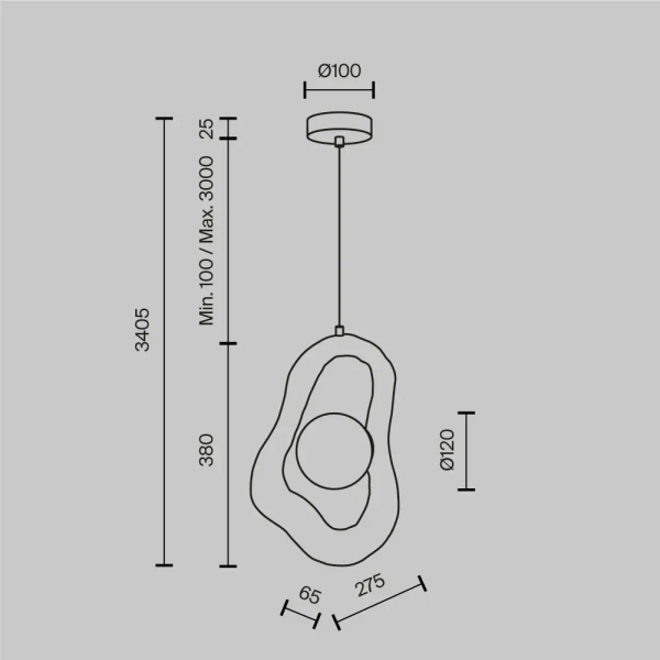 Wisząca modernistyczna lampa Opus MOD380PL-01GR nad stół do jadalni szara