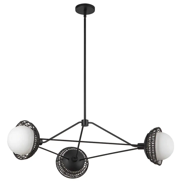 Designerska wisząca lampa Perth ALM-PERTH3-BK rattan czarna