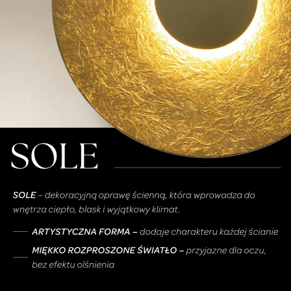 Okrągły kinkiet ścienny Sole 41514 LED 7W 3000K dysk złoty