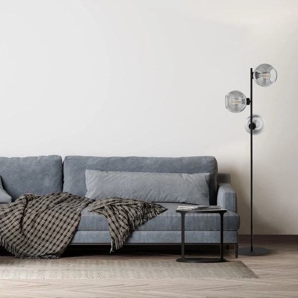 Potrójna lampa podłogowa kule Cubus 5239 TK Lighting szklana przydymiona