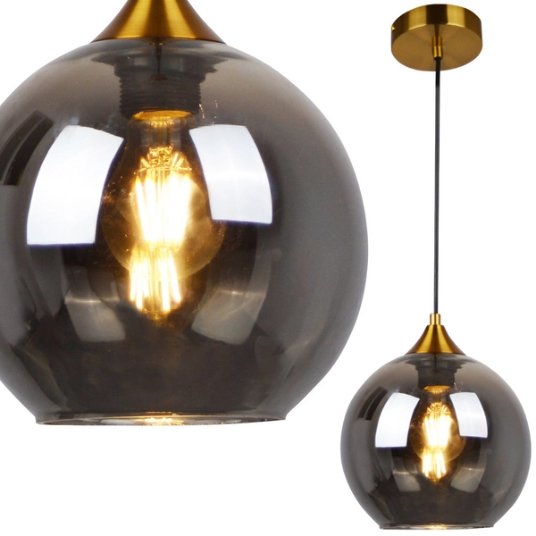 Skandynawska LAMPA wisząca DAMAR 316219 Polux loftowa OPRAWA szklany ZWIS kula przydymiona