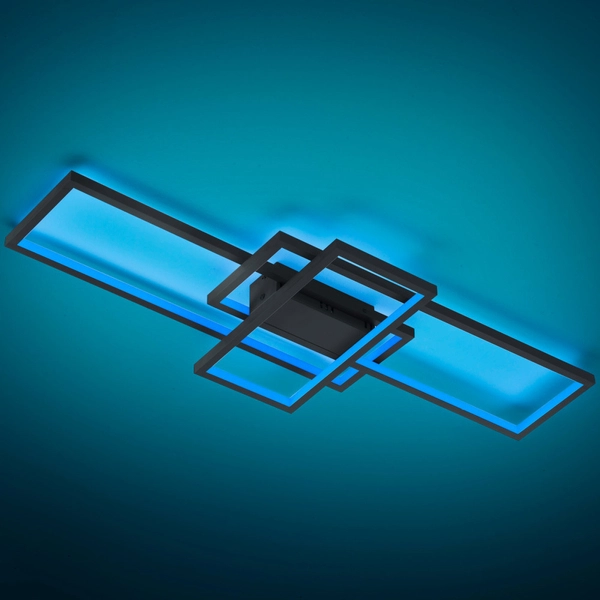 LAMPA sufitowa THIAGO 652610342 Trio geometryczna OPRAWA ramki LED RGB 36W 3000K - 6000K metalowe grafitowe