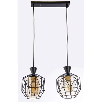 Wisząca LAMPA geometryczna VEN W-5291/2 BK druciana OPRAWA loftowa ZWIS industrialny metalowy czarny miodowy