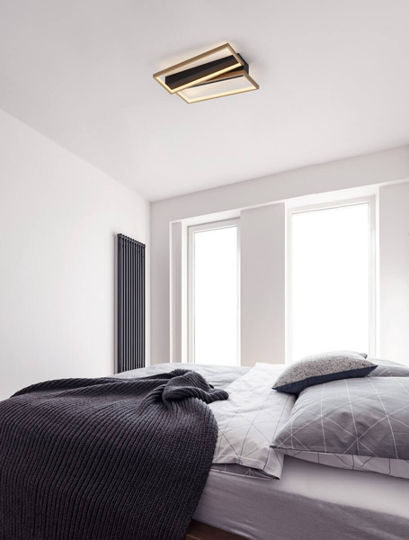 Nowoczesna lampa sufitowa Croix ramki LED 28W 3000K czarne złote