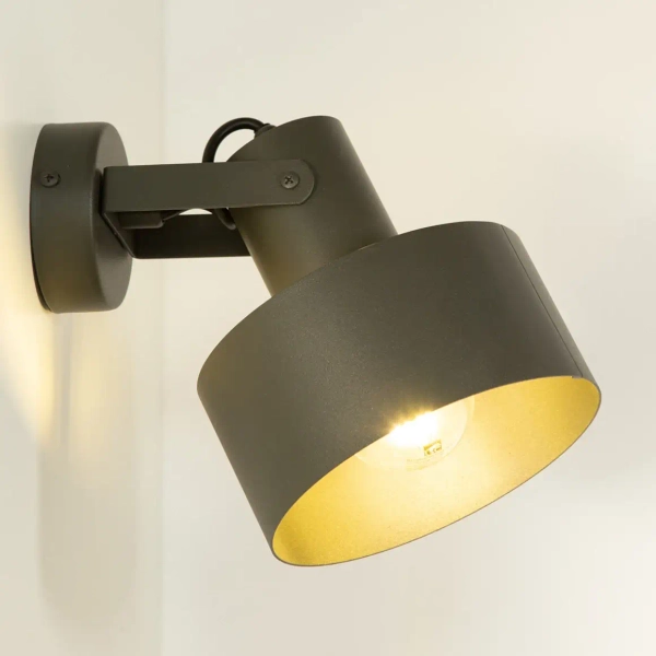 Lampa ścienna z regulacją Rif 41441 do salonu tuba ciemnozielona