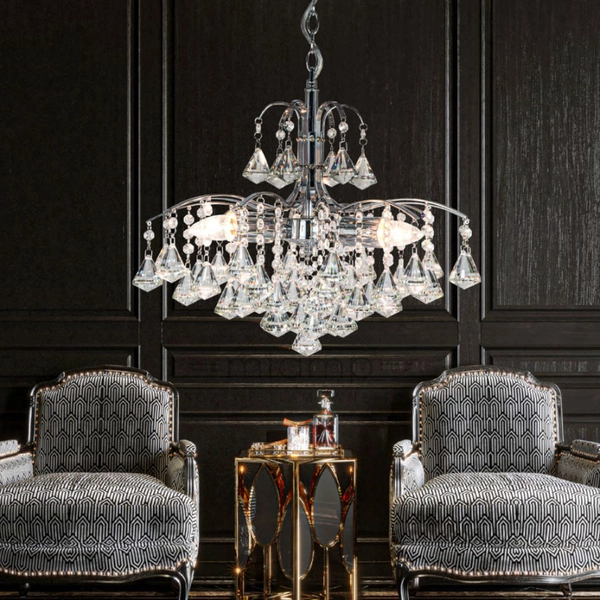 Żyrandol LAMPA wisząca 6246/3 8C Elem pałacowa OPRAWA glamour crystal ZWIS na łańcuchu chrom przezroczysty