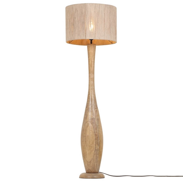Podłogowa lampa drewniana TOBA 467200130 boho z wtyczką brązowa