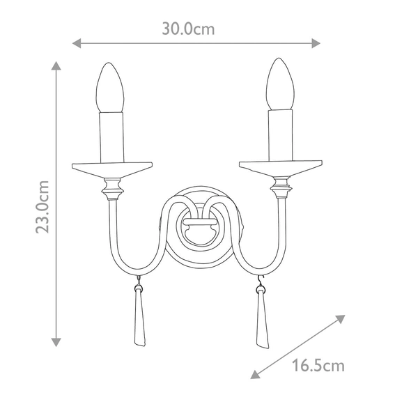 Świecznikowy kinkiet Finsbury Park FP2-POL-NICKEL Elstead z kryształkami nikiel