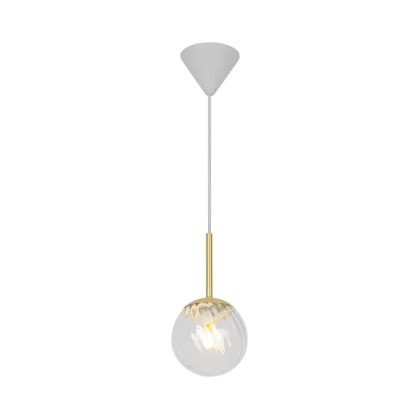 Szklana lampa wisząca Chisell 2312053035 kulista nad stół mosiądz