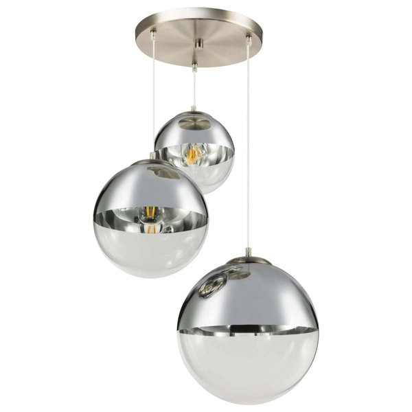 LAMPA wisząca VARUS 15851-3 Globo szklana OPRAWA zwis kaskada kule balls chrom przezroczyste