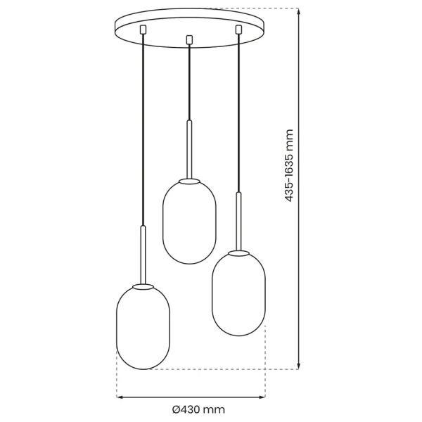 Potrójny wiszący żyrandol ALIAS BLACK ML0320 do przedpokoju czarny