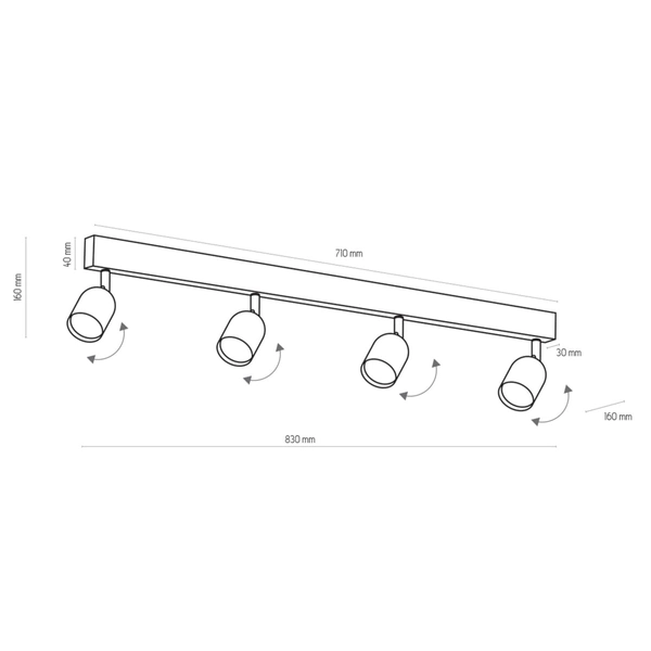 Sufitowa lampa reflektorkowa Top 1021 TK Lighting do salonu tuby złota