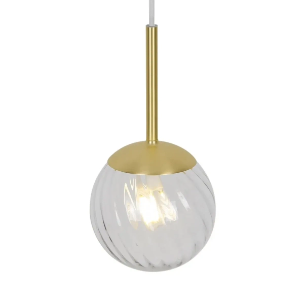 Szklana lampa wisząca Chisell 2312053035 kulista nad stół mosiądz