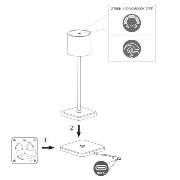 Nocna lampka Fernandez R54096677 LED 6W 2700-600K szara