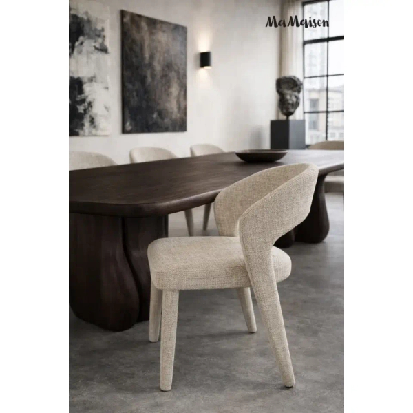 Tapicerowane krzesło KOS MM1501100299 beżowe taupe tkanina 45cm