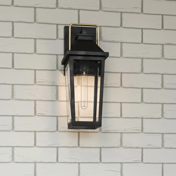 Elewacyjna lampa ścienna Buckley QZ-BUCKLEY-M-MBK szklana IP44 czarny