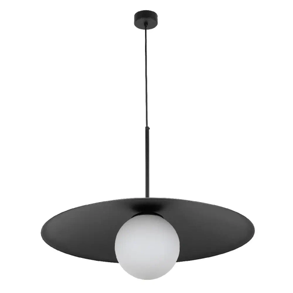 Jadalniana lampa zwisająca Slate 10637 mleczna kula czarny