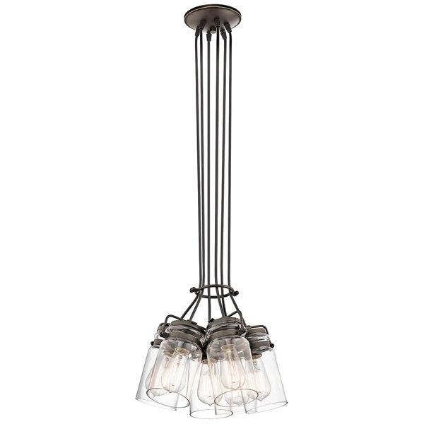 Stalowa lampa wisząca Brinley KL-BRINLEY6-OZ Kichler przezroczysta brąz