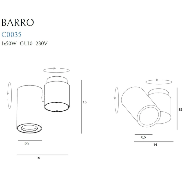Downlight sufitowy BARRO C0035 Maxlight do salonu metalowy czarny