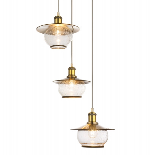 LAMPA wisząca Nevis 69030-3H Globo szklana OPRAWA zwis vintage kule balls kaskada brąz antyczny przezroczysty
