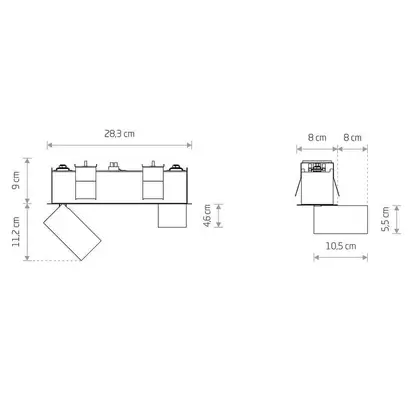 Regulowany wpust sufitowy Mono 10465 metalowe tuby białe