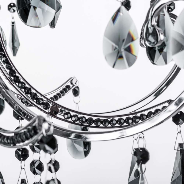 Pałacowa LAMPA wisząca BAROCCO MD72709-6B Italux świecznikowy ŻYRANDOL z kryształkami crystal maria teresa czarny przezroczysty