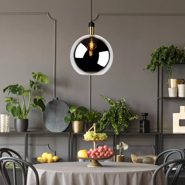 Loftowa lampa wisząca Julius 34438/40/65 Lucide szklana czarna złota