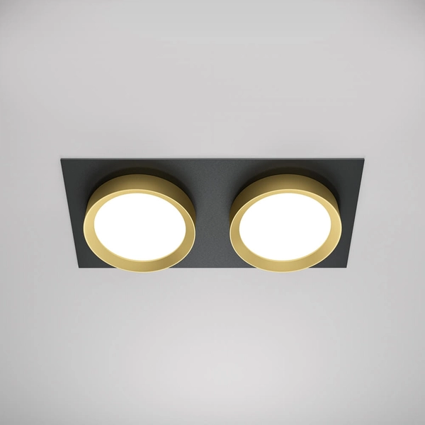 Podwójna lampa wpuszczana Hoop DL086-02-GX53-SQ-BG sufitowa czarny złoty