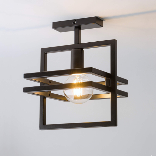 Czarna lampa sufitowa Merci z metalu do sypialni nad łóżko
