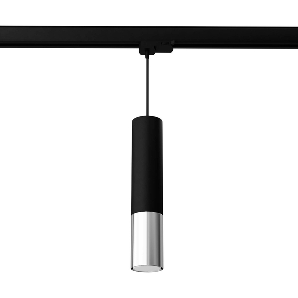 Lampa wisząca z żarówką LOOPEZ MYL.00009 3-fazowa tuba czarny chrom