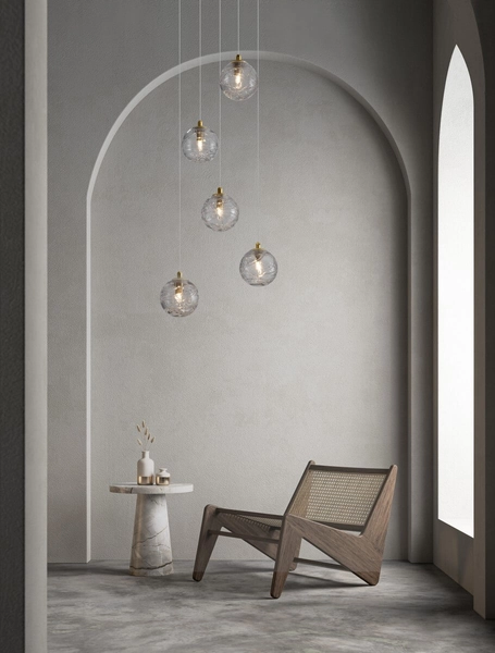 Salonowa lampa wisząca CABRAL LE42903 balls crystal złota