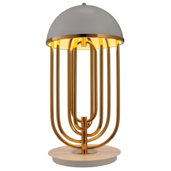 Modernistyczna lampa stołowa Dolce vita ST-1602 white Step złota biała