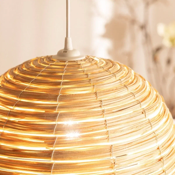 Kopułowa lampa wisząca Napoli ABR-LWB55-NP. do jadalni boho drewniana