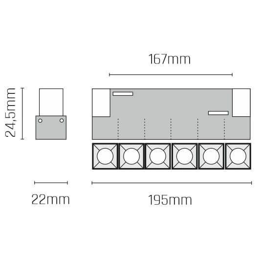 Spot na magnetyczne szyny Komatsu 6560 Shilo LED 9W 3000K metalowy czarny