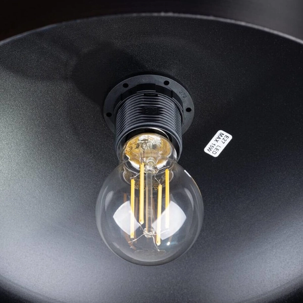 Wisząca lampa do salonu Marion SL.1351 półokrągła drewniana czarna