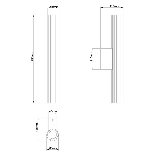 Ścienna lampa Linea LP-0510/1W-45 GD LED 8W 3000-6000K IP44 tubka złota