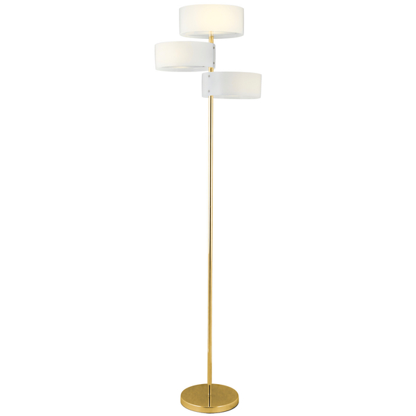 LAMPA podłogowa DRS8006/3F TR GL Elem stojąca OPRAWA metalowa złota biała