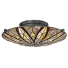 Sufitowa lampa tiffany Victory QZ-VICTORY-SF okrągła brązowa kolorowa