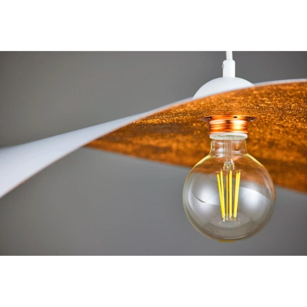 Lampa wisząca kompozyt LEAF miedziana biała 1xE27 do jadalni 41922