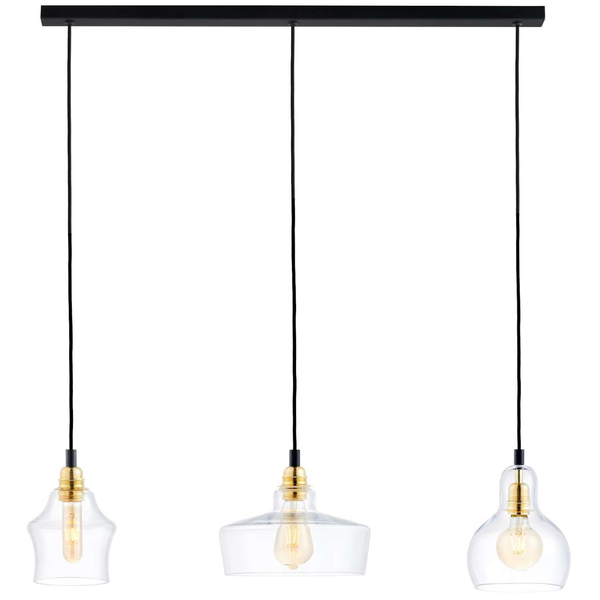 Skandynawska LAMPA wisząca LONGIS 10875305 Kaspa szklana OPRAWA loftowy ZWIS kaskada złota przezroczysta czarna