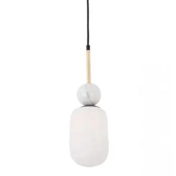 Szklana wisząca lampa 22215 marmurowa do salonu nad stół biała