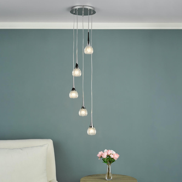 Kryształowa lampa wisząca Lyall LYA0550 Dar Lighting metal chrom