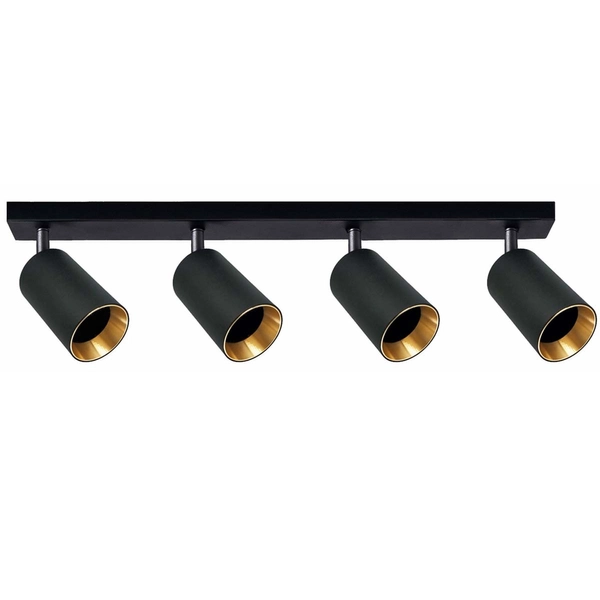 Sufitowa lampa nowoczesna Maribel listwa z regulacją czarna złota
